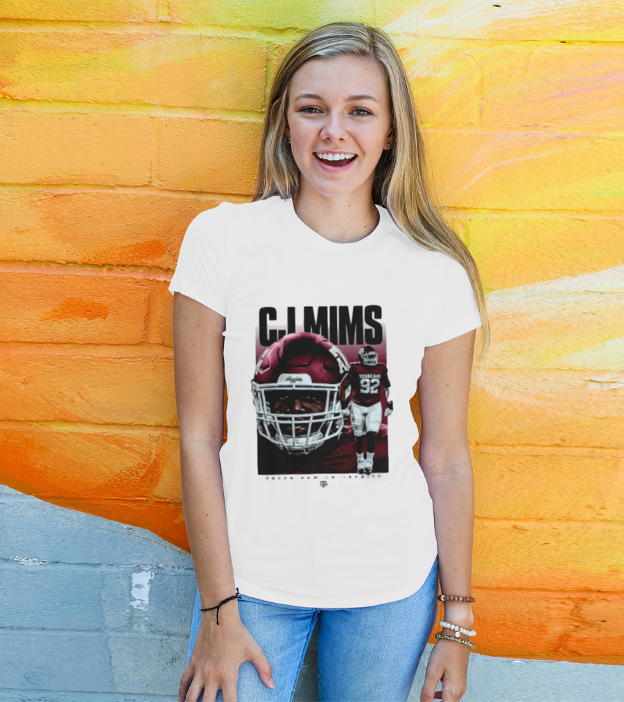 CJ Mims 92 Texas A&M Football NCAA Player T-Shirt