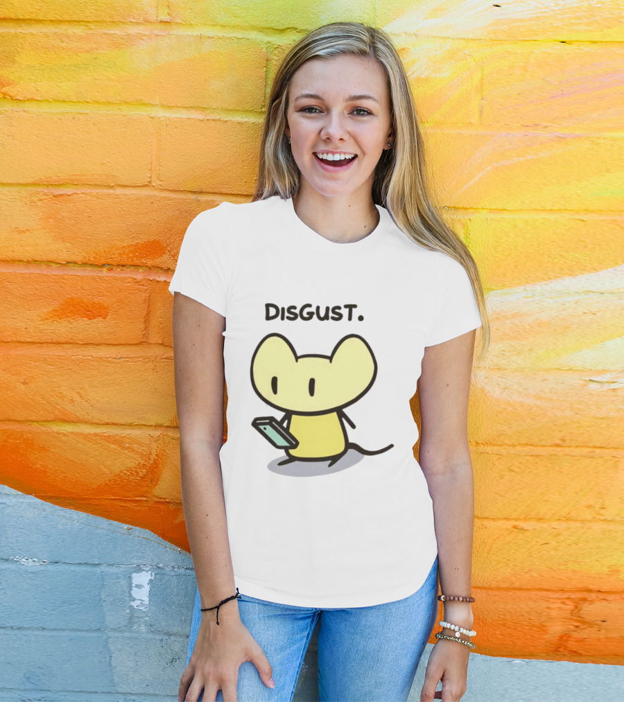 Disgust Mouse With Phone Vintage Humor T-Shirt