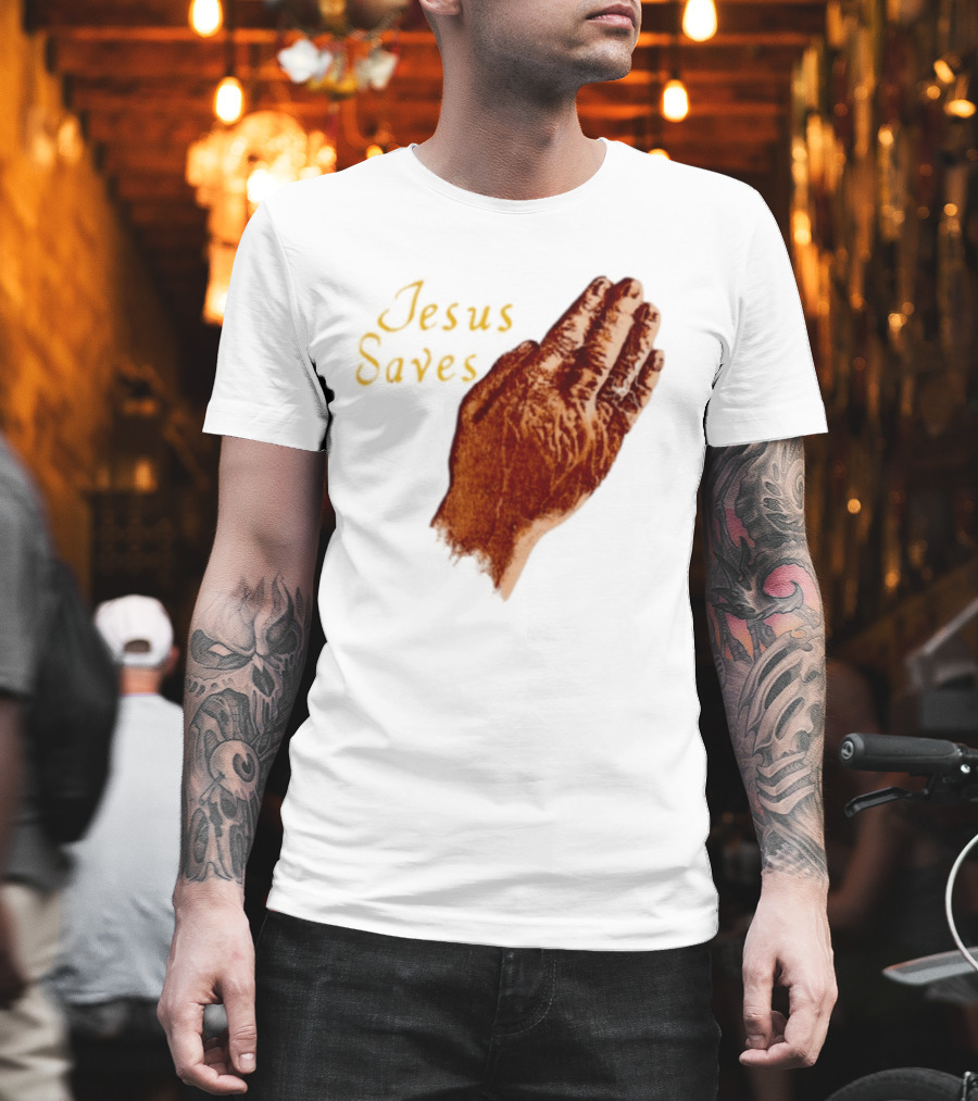 Jesus Saves Praying Hands Religious Faith Christian T-Shirt