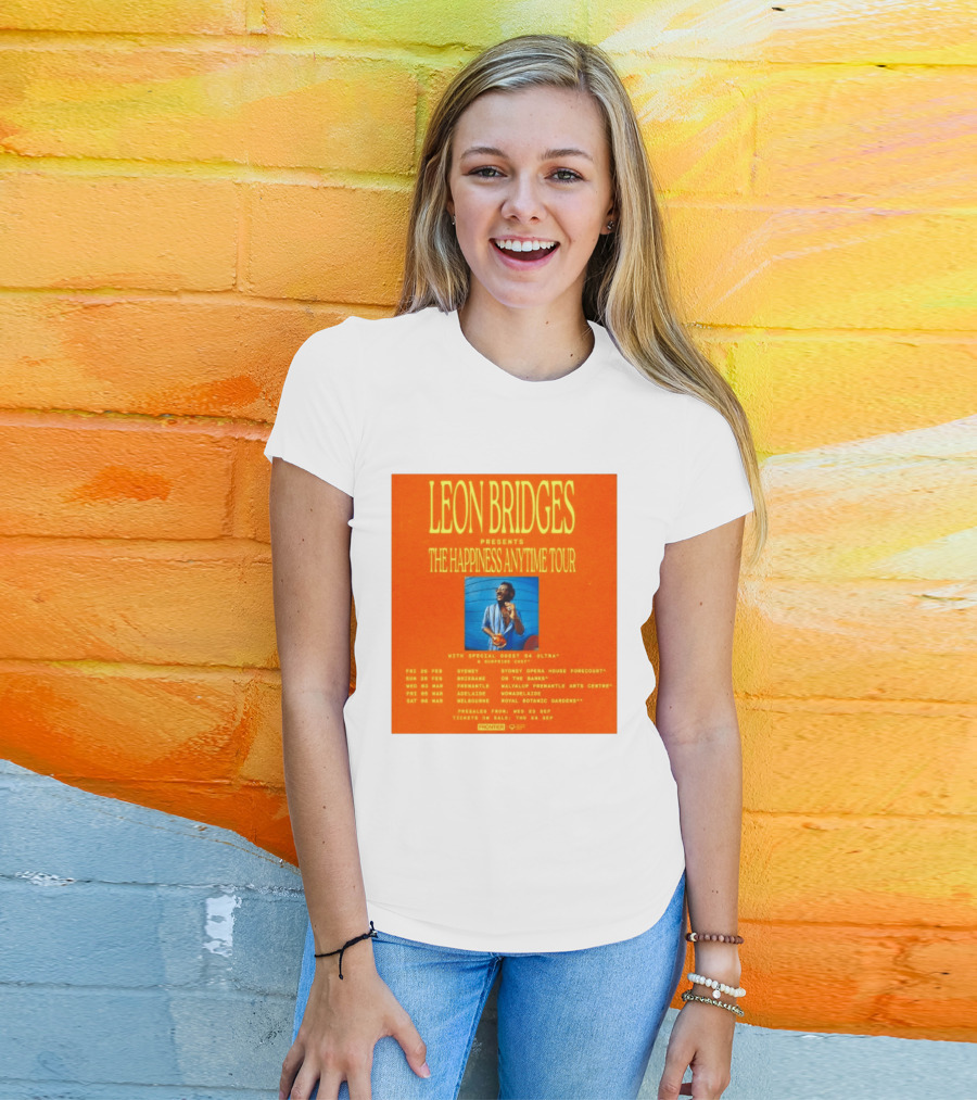 Leon Bridges Presents The Happiness Anytime Tour 2026 With Special Guests Australia Dates T-Shirt