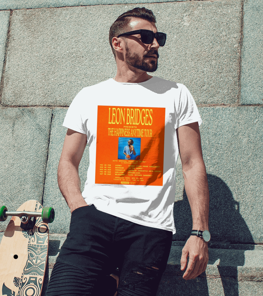 Leon Bridges Presents The Happiness Anytime Tour 2026 With Special Guests Australia Dates T-Shirt