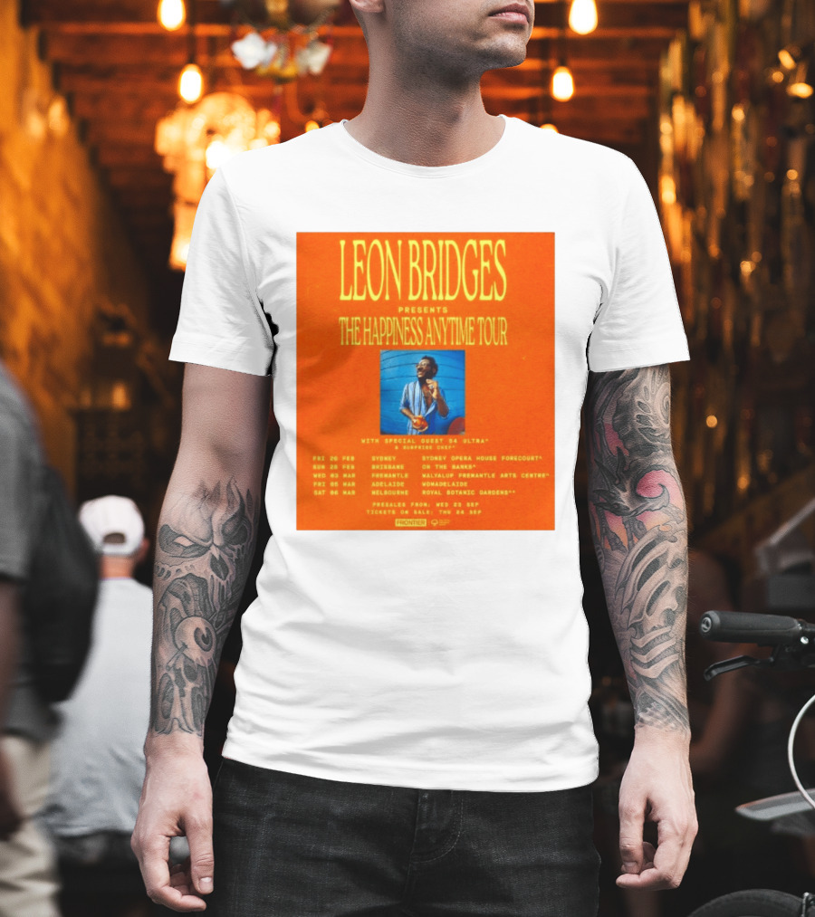 Leon Bridges Presents The Happiness Anytime Tour 2026 With Special Guests Australia Dates T-Shirt