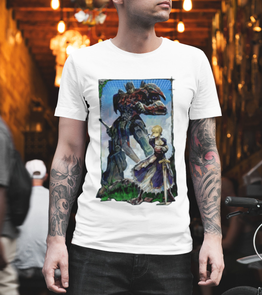 Optimus Prime Transformers With Saber Fate Stay Night Anime T-Shirt