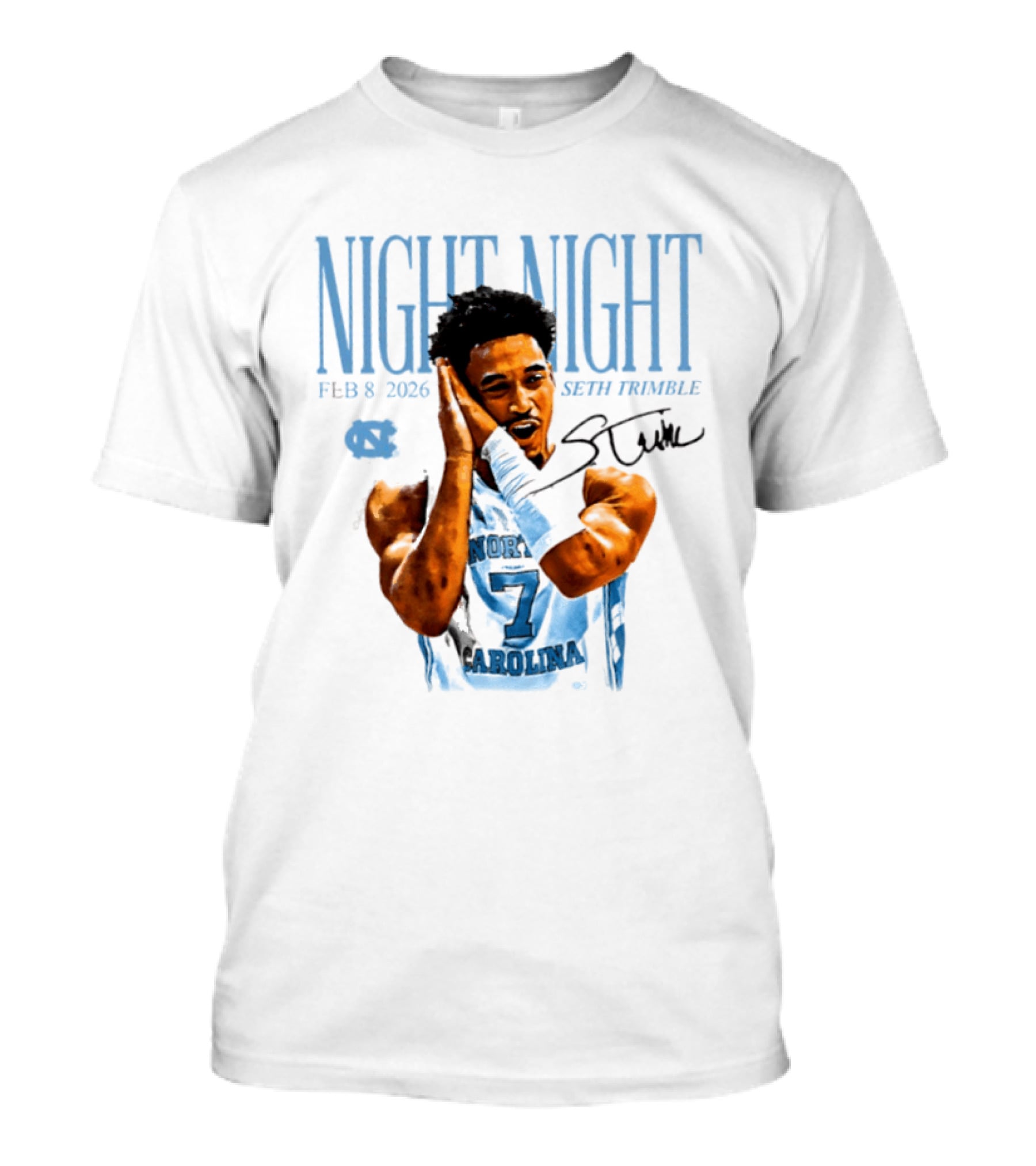 Seth Trimble North Carolina Tar Heels Night Night Feb 8 2026 T-Shirt