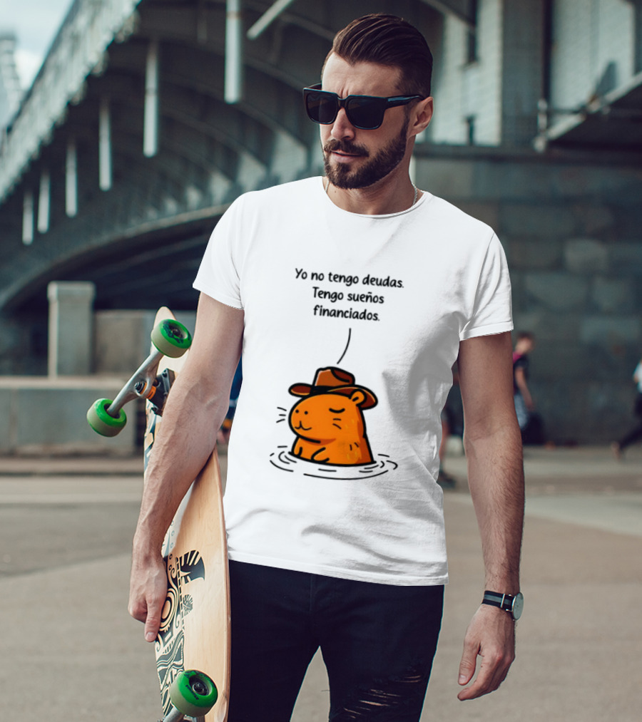 Yo No Tengo Deudas Tengo Sueños Financiados Capybara Sombrero Drawing T-Shirt