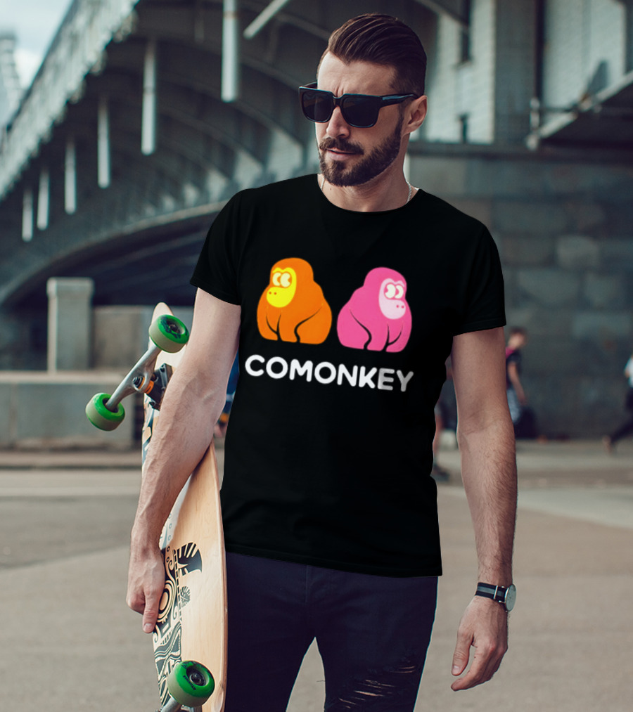 Comonkey Orange Pink Gorilla Ape Minimalist T-Shirt