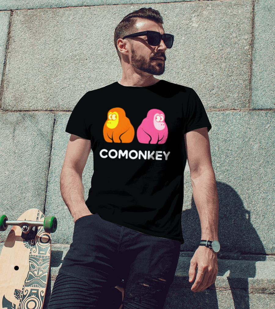 Comonkey Orange Pink Gorilla Ape Minimalist T-Shirt