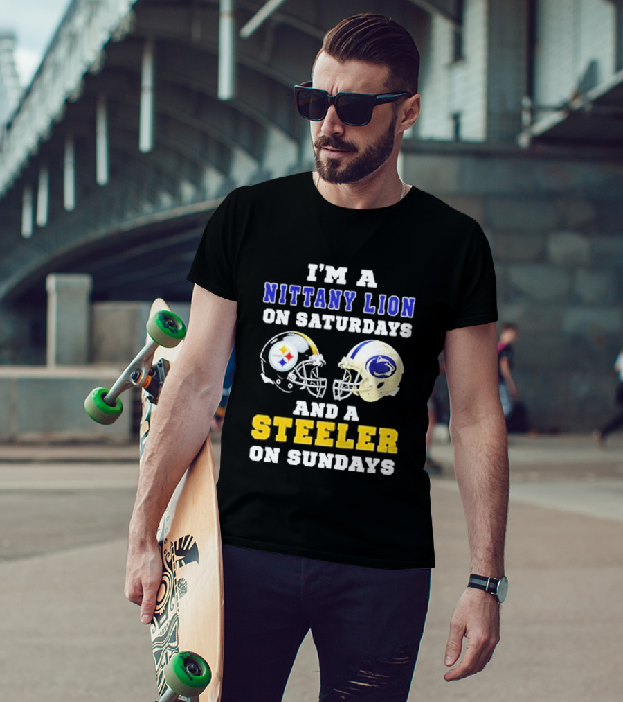 I'm A Nittany Lion On Saturdays And A Steeler On Sundays Football Helmet T-Shirt
