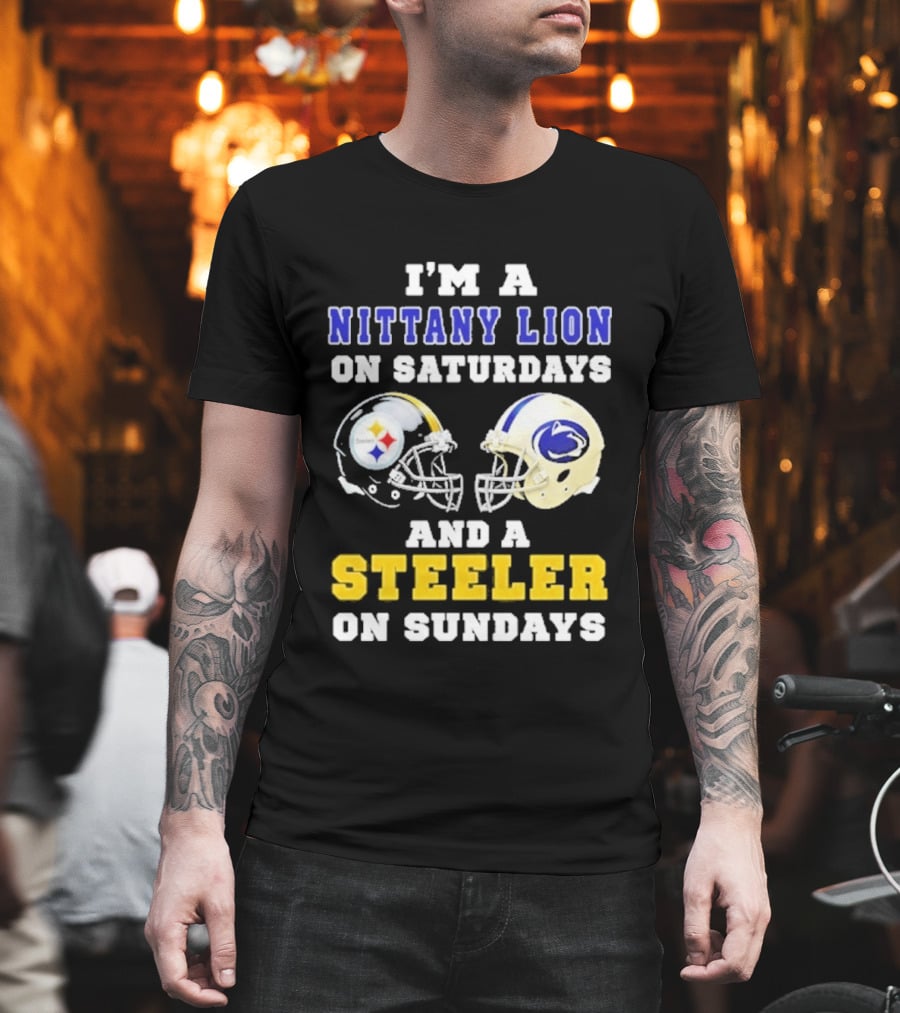 I'm A Nittany Lion On Saturdays And A Steeler On Sundays Football Helmet T-Shirt