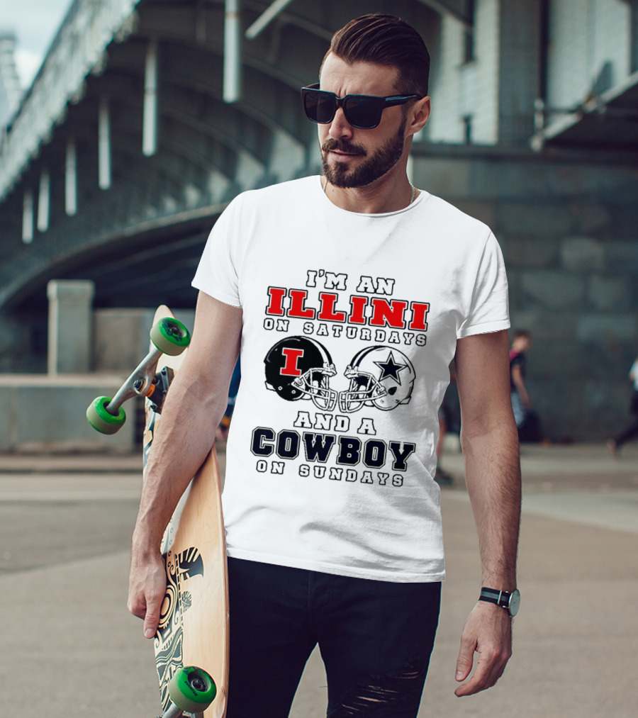 Im An Illini On Saturdays And A Cowboy On Sundays Football Game Day T-Shirt