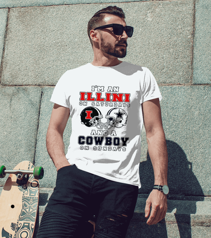 Im An Illini On Saturdays And A Cowboy On Sundays Football Game Day T-Shirt