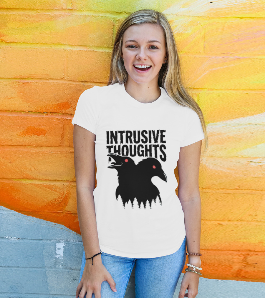 Intrusive Thoughts Raven Forest Mental Health Awareness T-Shirt