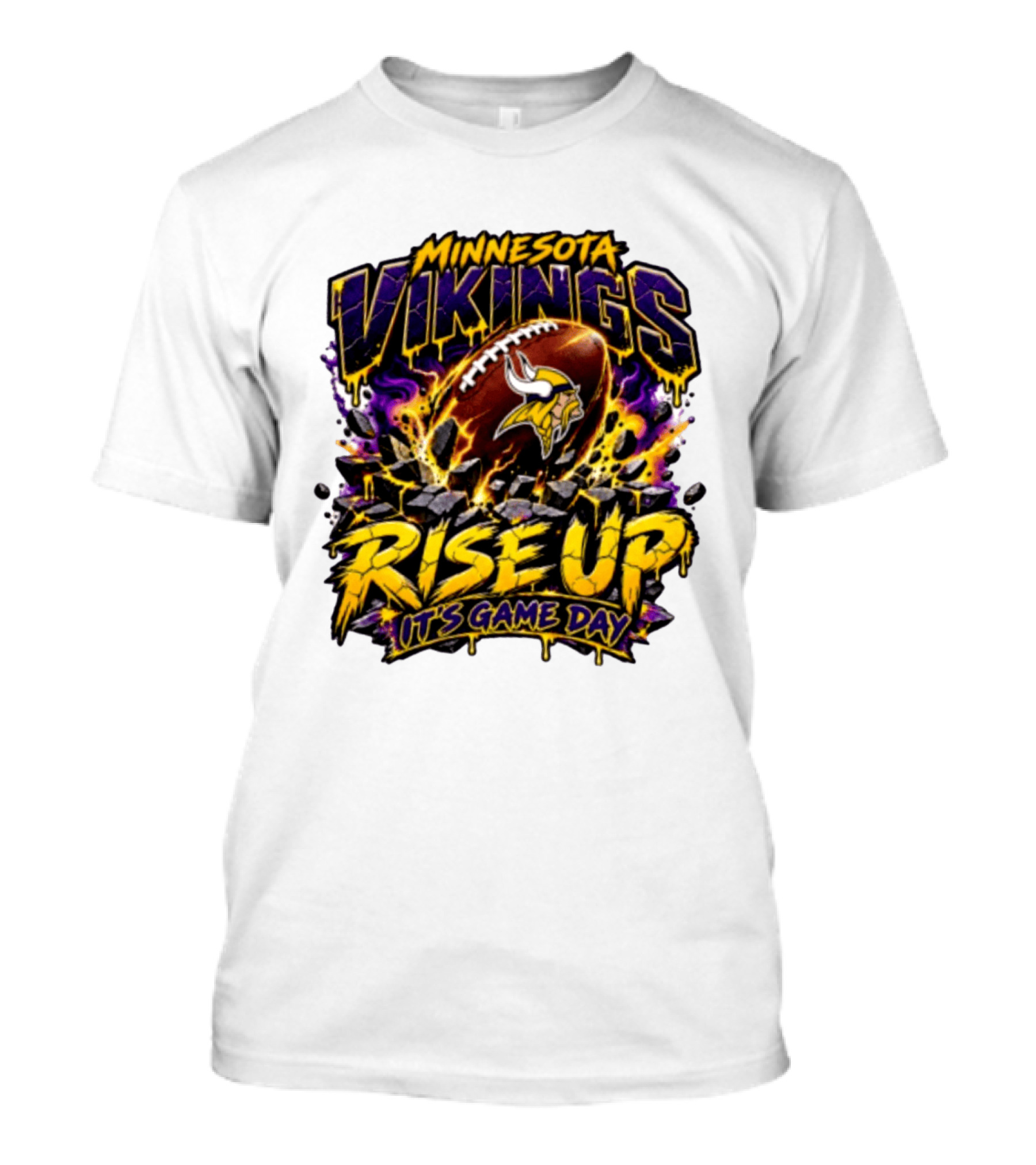 Minnesota Vikings Rise Up It's Game Day Football Vivid Color Explosion T-Shirt