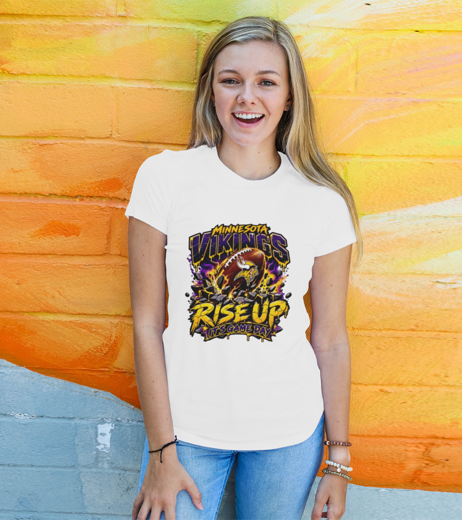 Minnesota Vikings Rise Up It's Game Day Football Vivid Color Explosion T-Shirt