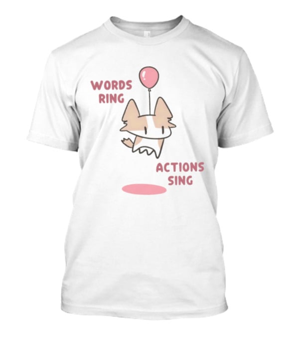 Words Ring Actions Sing Balloon Cat Drawing T-Shirt