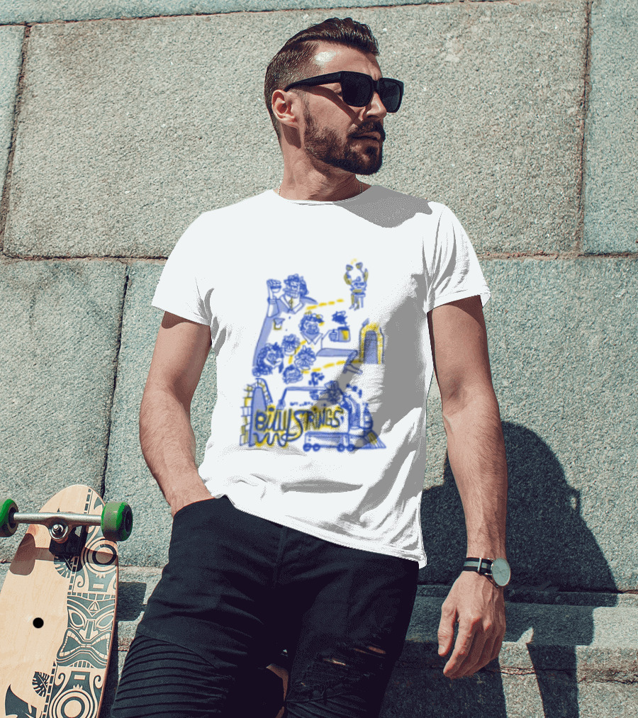 Billy Strings Store Train With Dates Jason Look Blue And Yellow T-Shirt