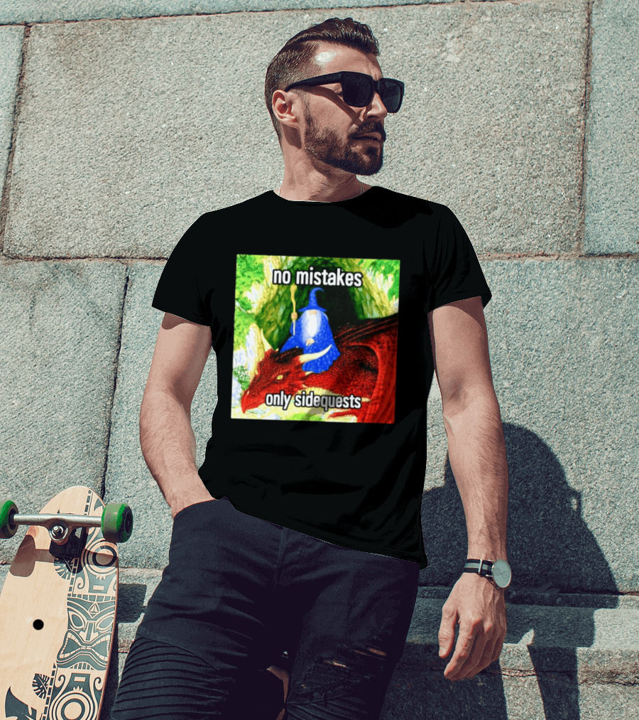 No Mistakes Only Side Quests Wizard And Dragon T-Shirt