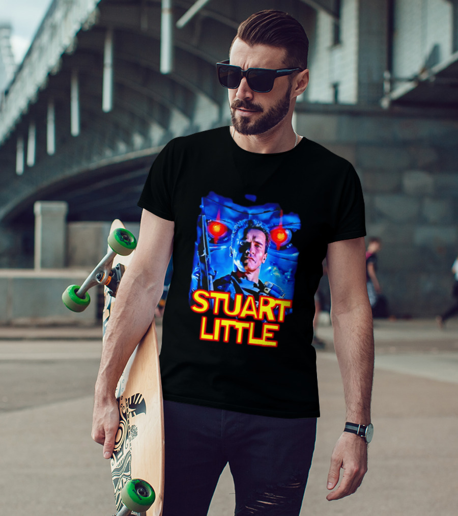 Stuart Little Arnold Schwarzenegger Parody Skynet Cyborg Fusion T-Shirt