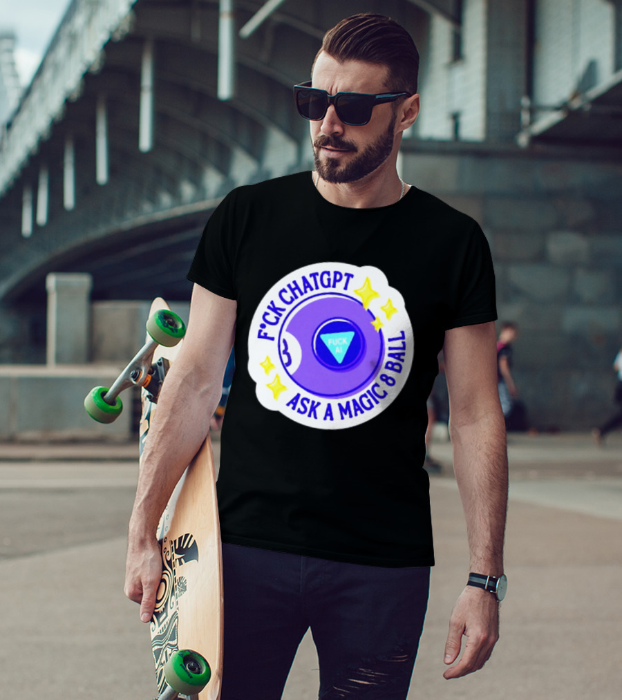 F*ck ChatGPT Ask A Magic 8 Ball F*ck AI Purple With Stars T-Shirt