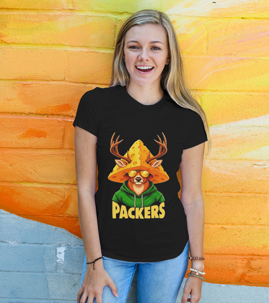Cheesehead Deer Packers Fan Gear Green Bay Football T-Shirt