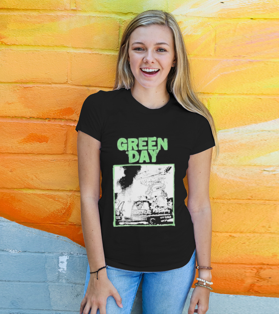 Green Day Riot Trio Vintage Sketch T-Shirt