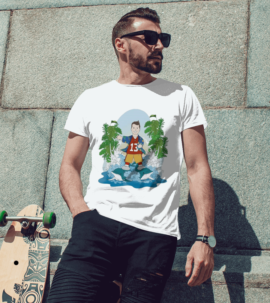 Brock Purdy 13 Surfing Dolphins Tropical Paradise Adventure T-Shirt