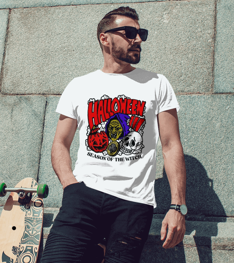 Halloween Season Of The Witch Pumpkin Skull T-Shirt