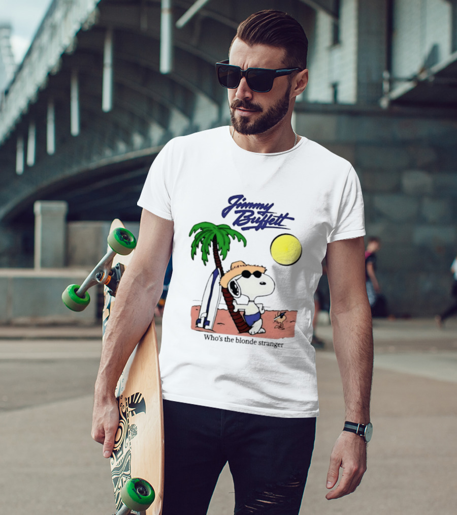 Jimmy Buffett Snoopy Who's The Blonde Stranger Surfing Palm Beach Moon T-Shirt