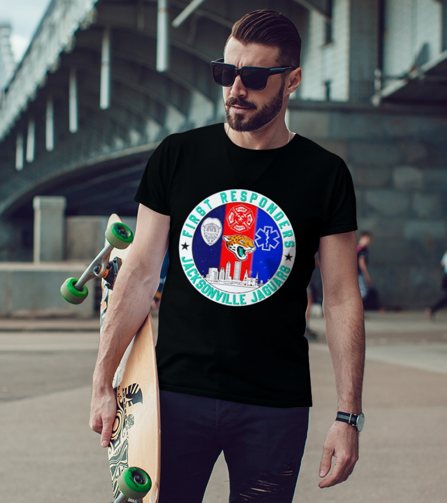 First Responders Jacksonville Jaguars Skyline Tribute 9.11 Memorial T-Shirt