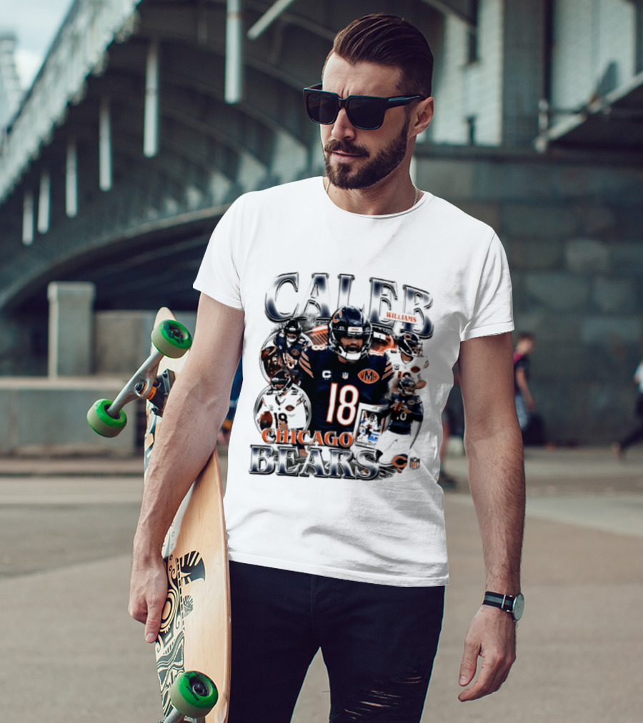 Caleb Williams Chicago Bears 18 Player Collage 2026 T-Shirt