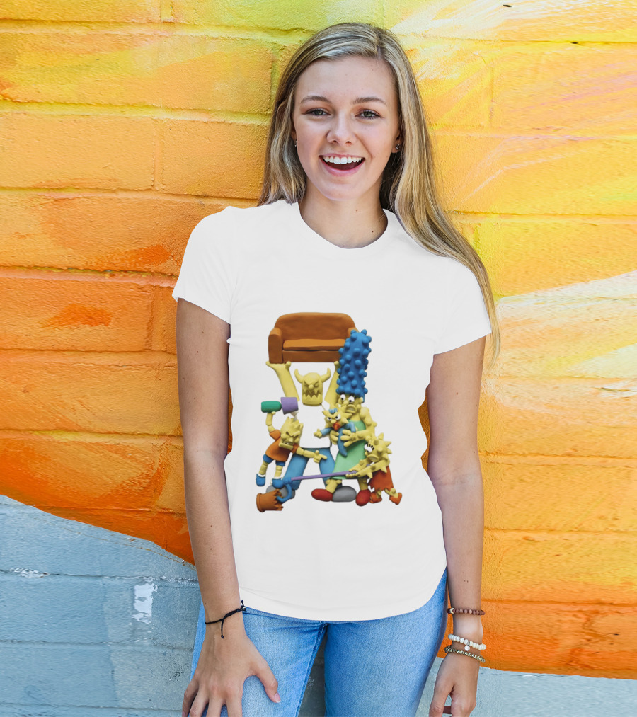 Couch Gag Sculpted Family Chaos Iconic Animation T-Shirt