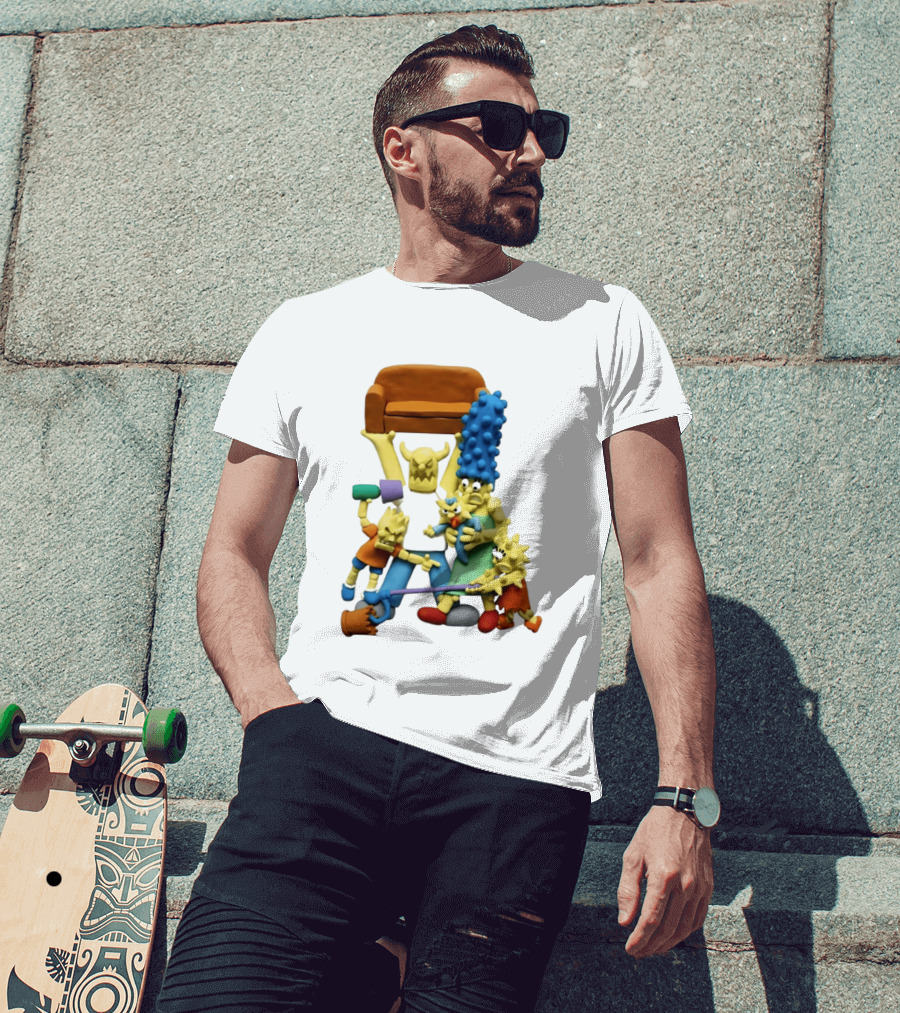 Couch Gag Sculpted Family Chaos Iconic Animation T-Shirt