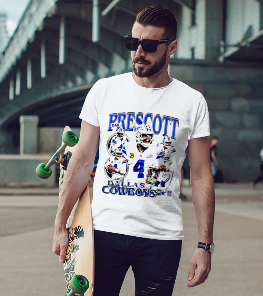 Prescott 4 Dallas Cowboys Player Collage 2026 T-Shirt