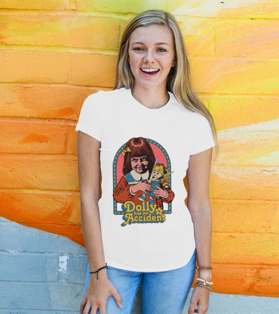 Dolly Has An Accident Creepy Doll Steven Rhodes T-Shirt