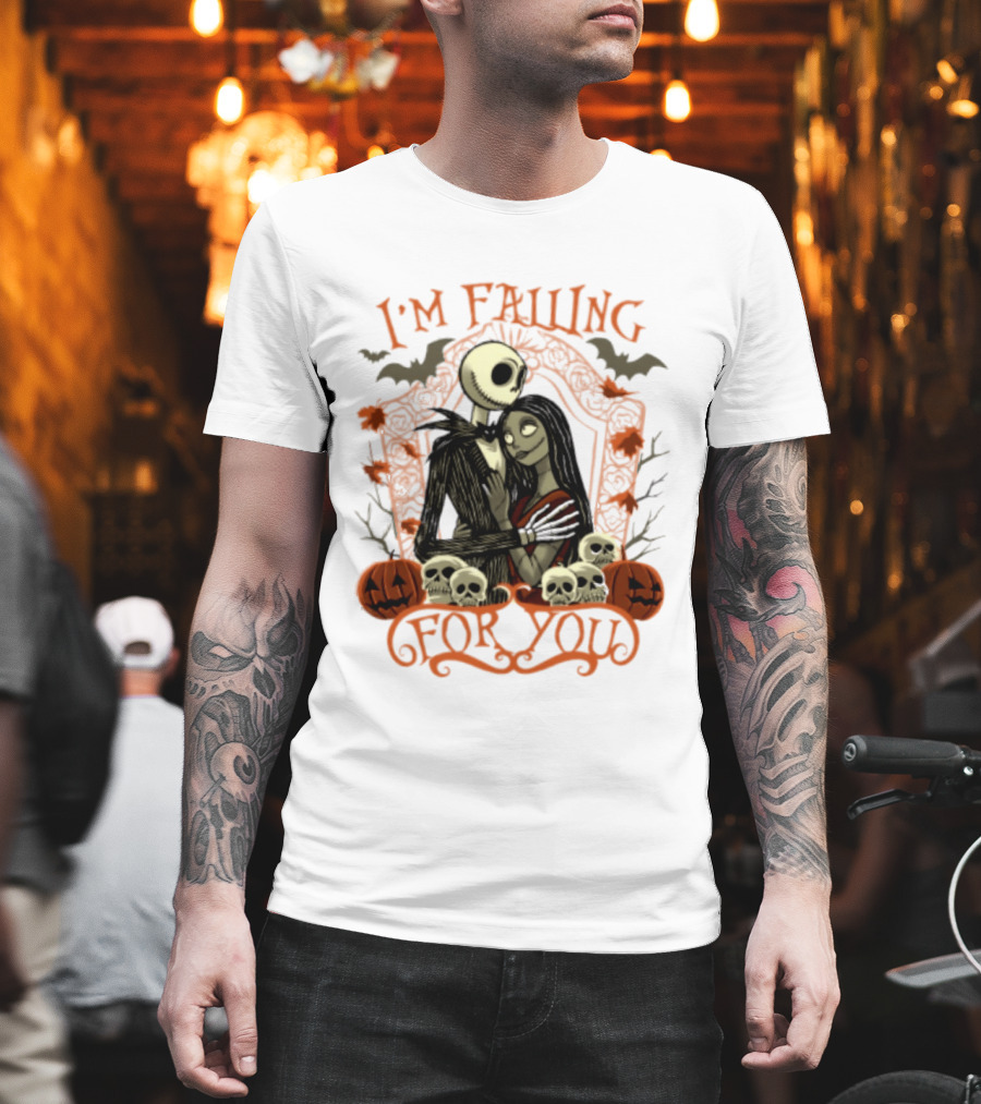 I'm Falling For You The Nightmare Before Halloween Jack And Sally Halloween Pumpkins Skulls Bats T-Shirt