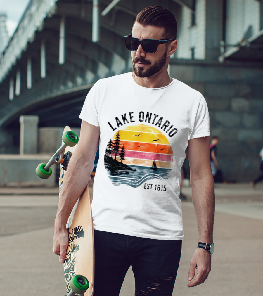 Lake Ontario Est 1615 Great Lakes Nature Sunset Sailing Scene T-Shirt