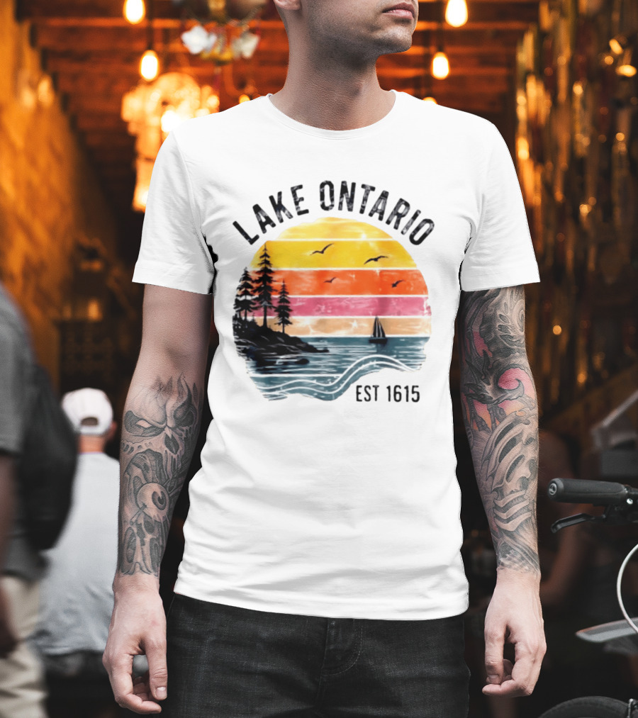 Lake Ontario Est 1615 Great Lakes Nature Sunset Sailing Scene T-Shirt
