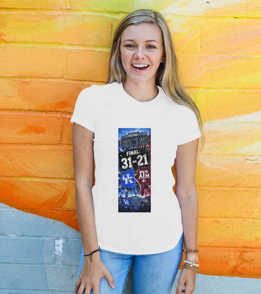 Kyle Field Final 31 21 Kentucky Wildcats Vs Texas A&M Aggies 2026 NCAA Victory T-Shirt