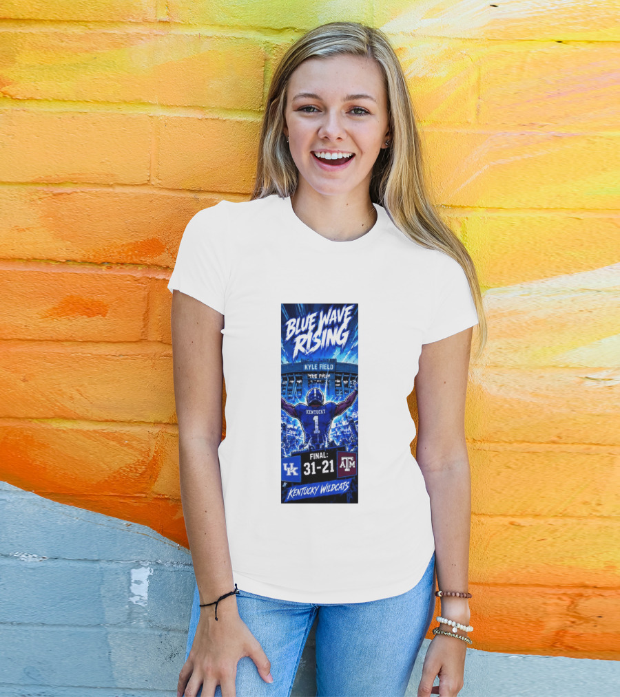 Blue Wave Rising Kentucky Wildcats Kyle Field Final 31 21 T-Shirt
