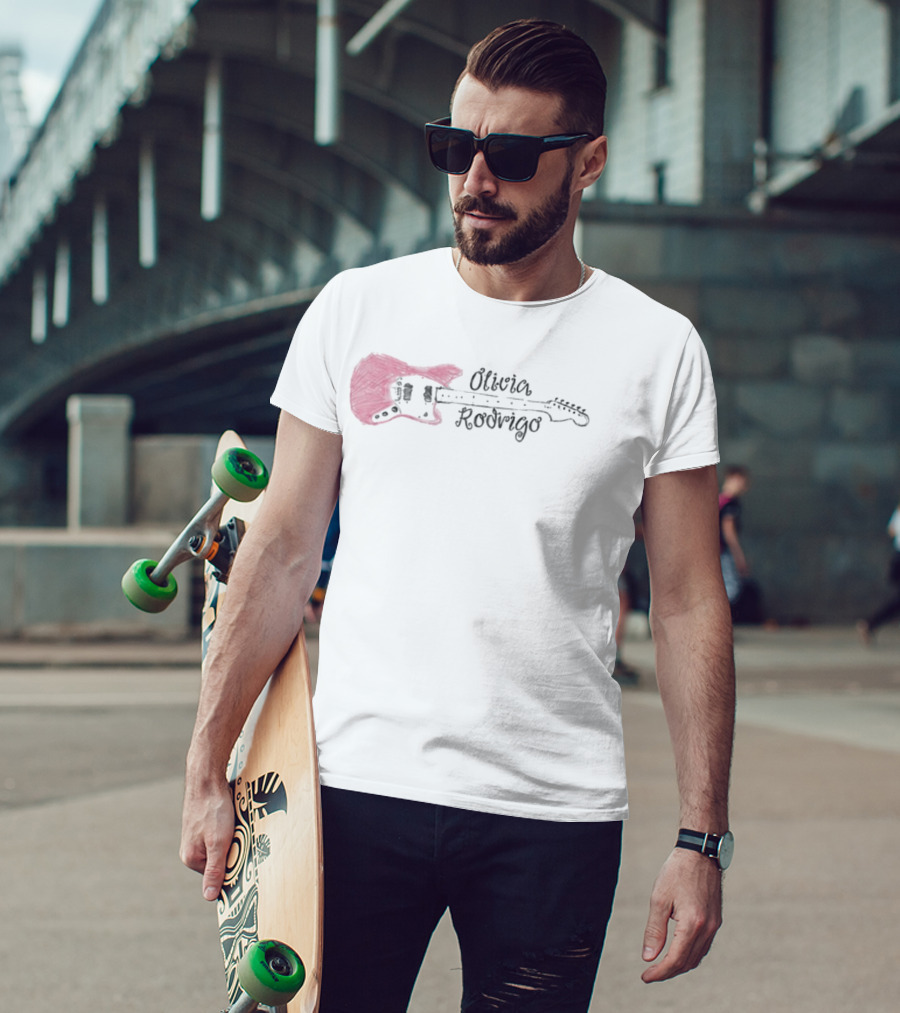 Olivia Rodrigo Pink Guitar Youth T-Shirt