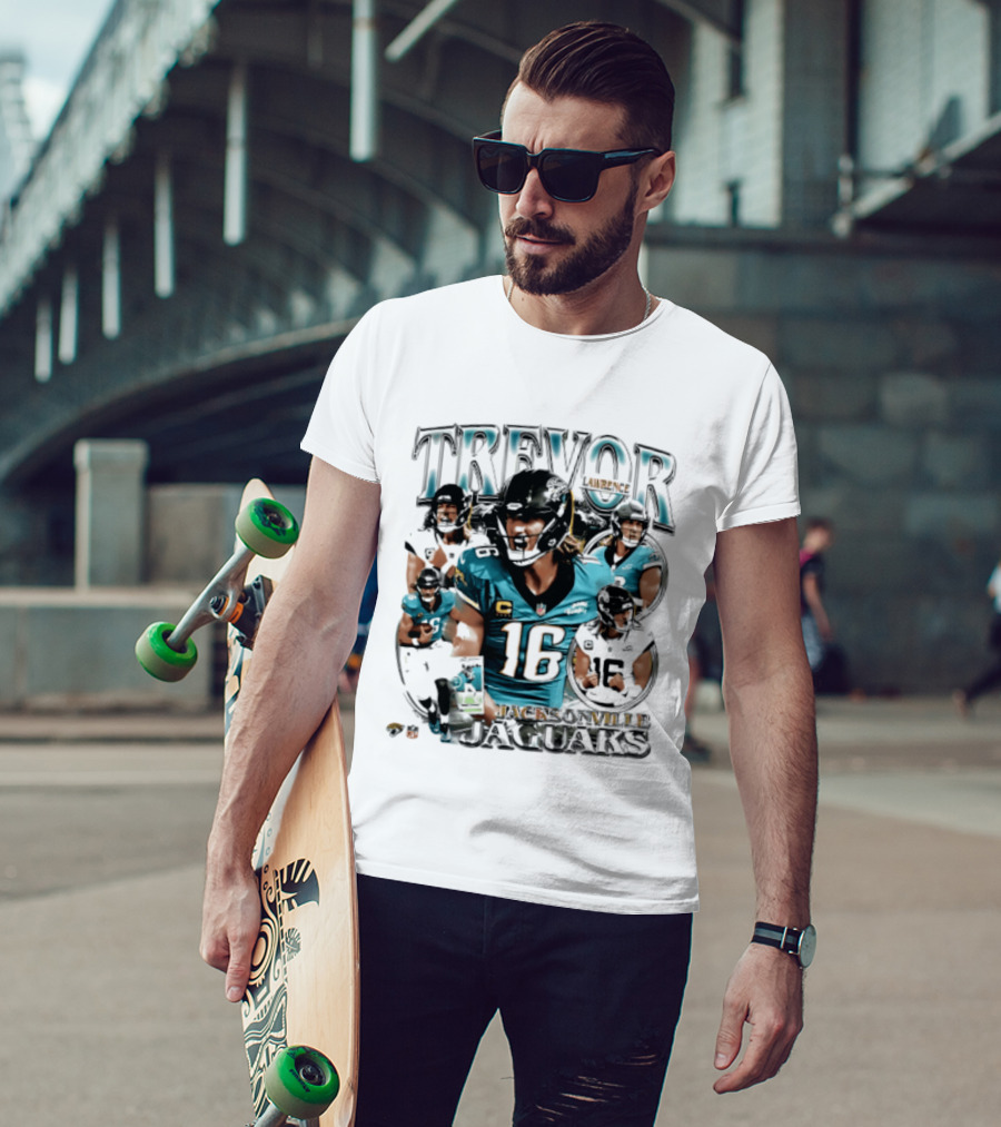 Trevor Lawrence Number 16 Jacksonville Jaguars 2026 Collage T-Shirt