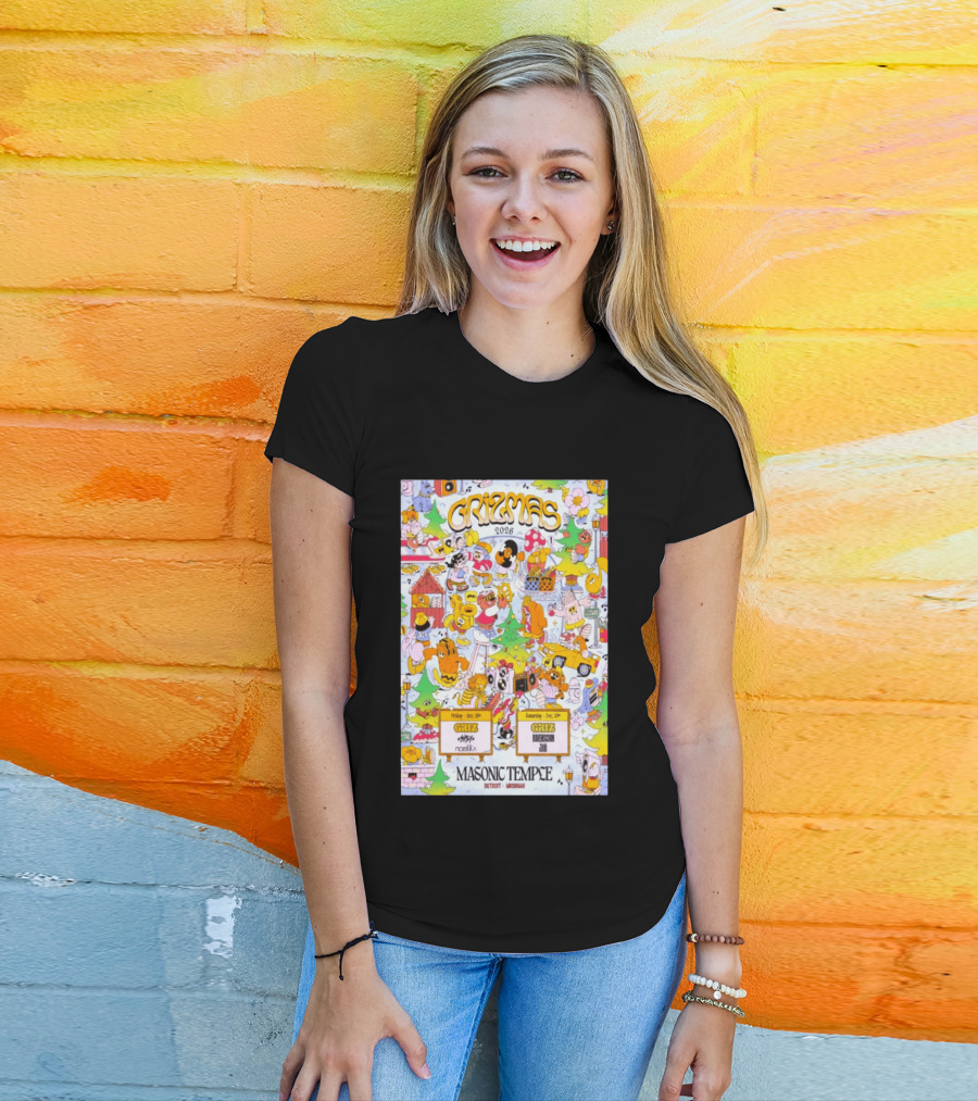GRiZMAS 2026 Masonic Temple Detroit Michigan GRiZ Sippy Noetika Event Cartoons T-Shirt