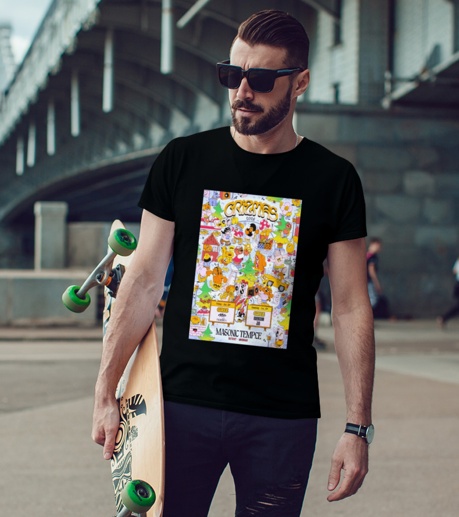 GRiZMAS 2026 Masonic Temple Detroit Michigan GRiZ Sippy Noetika Event Cartoons T-Shirt