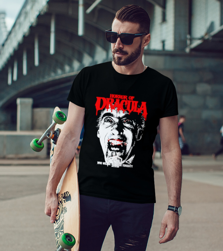 Horror Of Dracula Who Will Be His Bride Tonight Vintage Vampire Movie T-Shirt