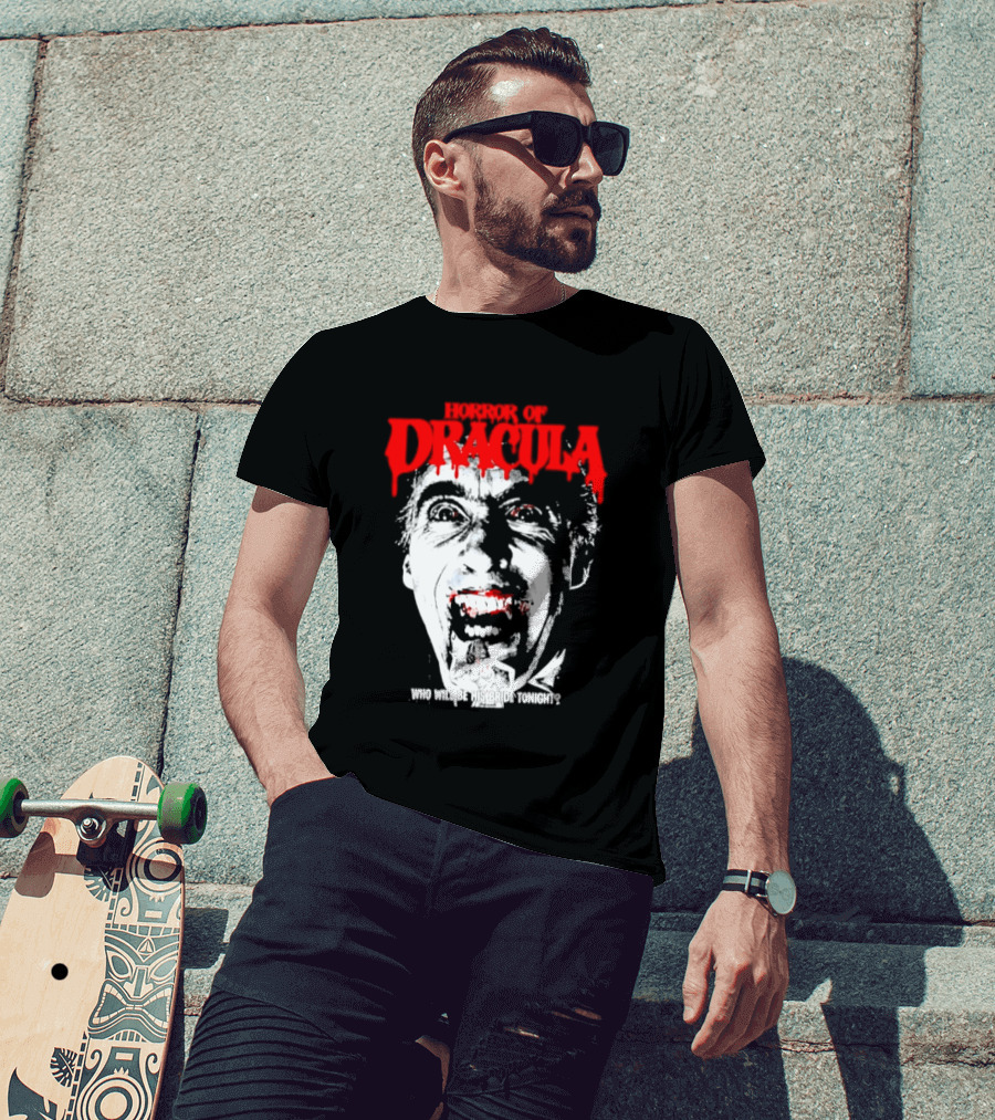 Horror Of Dracula Who Will Be His Bride Tonight Vintage Vampire Movie T-Shirt