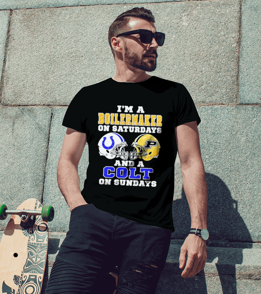 I'm A Boilermaker On Saturdays And A Colt On Sundays Football Helmets T-Shirt