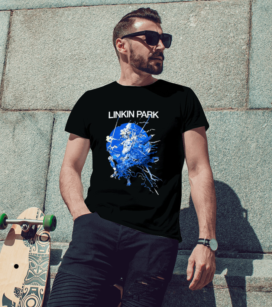 Linkin Park Katsuya Terada Blue Abstract Art Collaboration T-Shirt