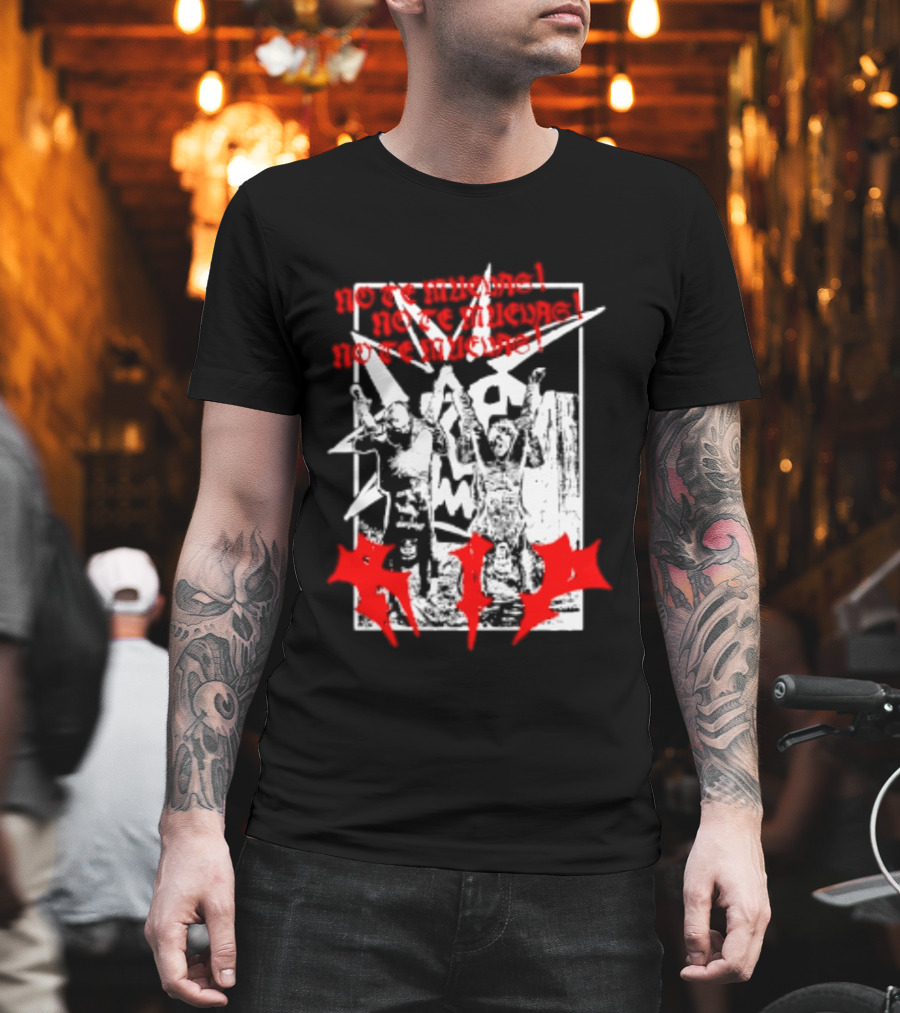 No Te Muevas Rip Punk Rock Hardcore Band White And Red Distorted T-Shirt