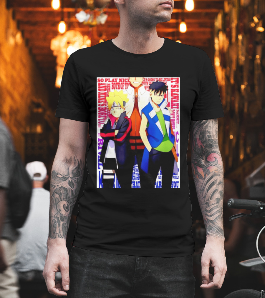Uzumaki Boruto Naruto Kawaki Rivals Bright Style Manga Characters T-Shirt