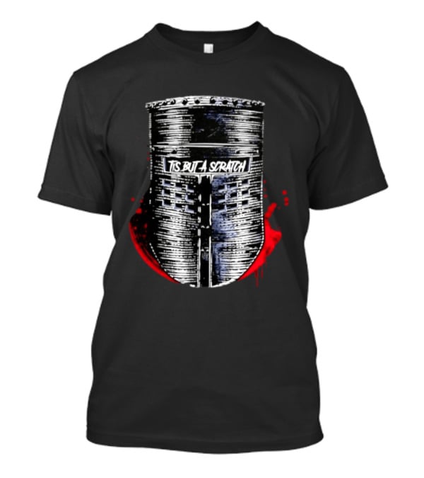 Tis But A Scratch Knight Helmet Monty Python Black Knight Blood Splatter T-Shirt